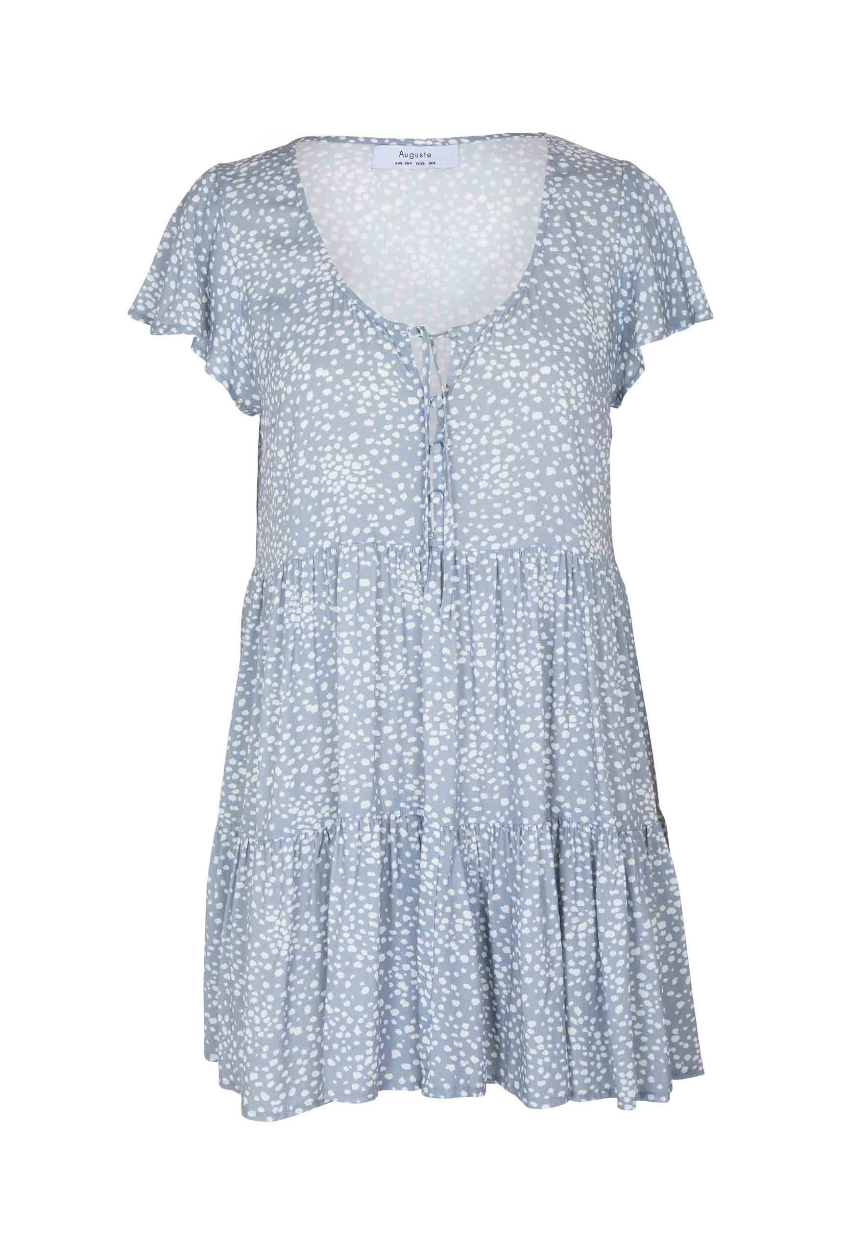 Edie Baby Doll Mini Dress Dusty Blue