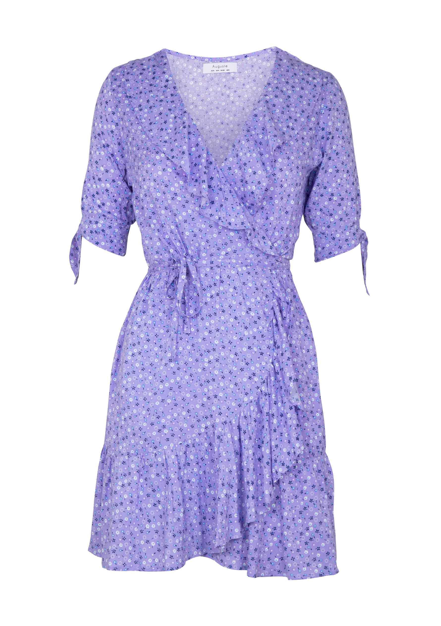 Daphne Crop Sleeve Wrap Mini Dress Lavender