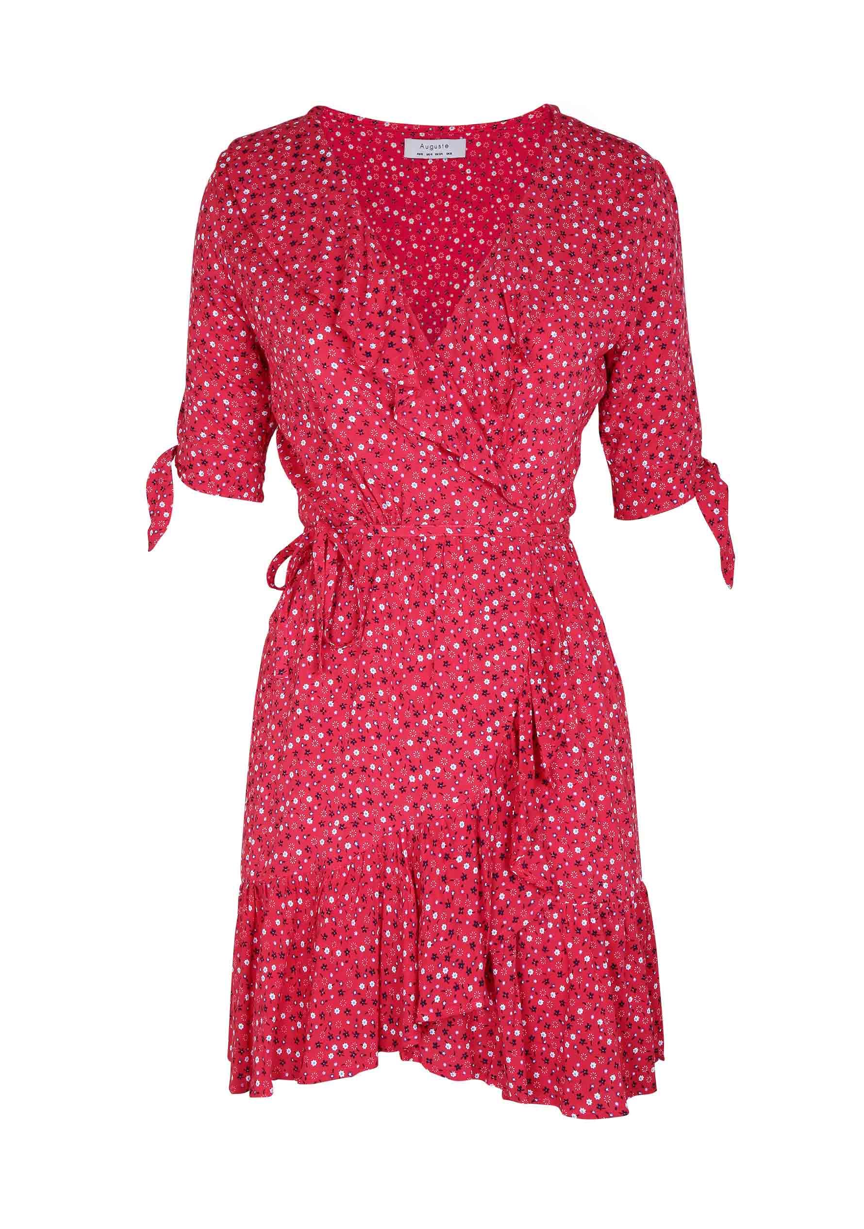 Daphne Crop Sleeve Wrap Mini Dress Red