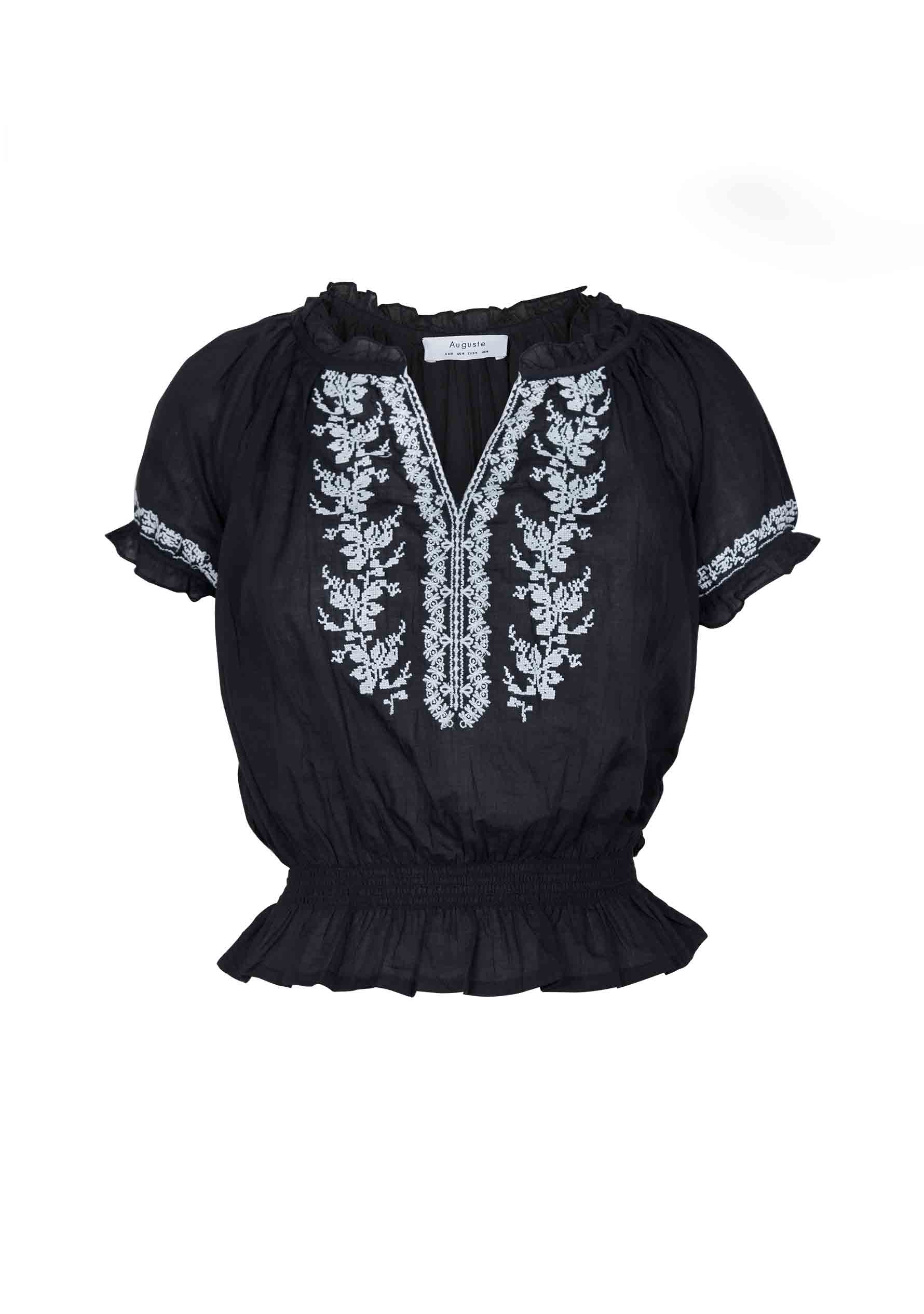 Ivy Embroidered Blouse Black