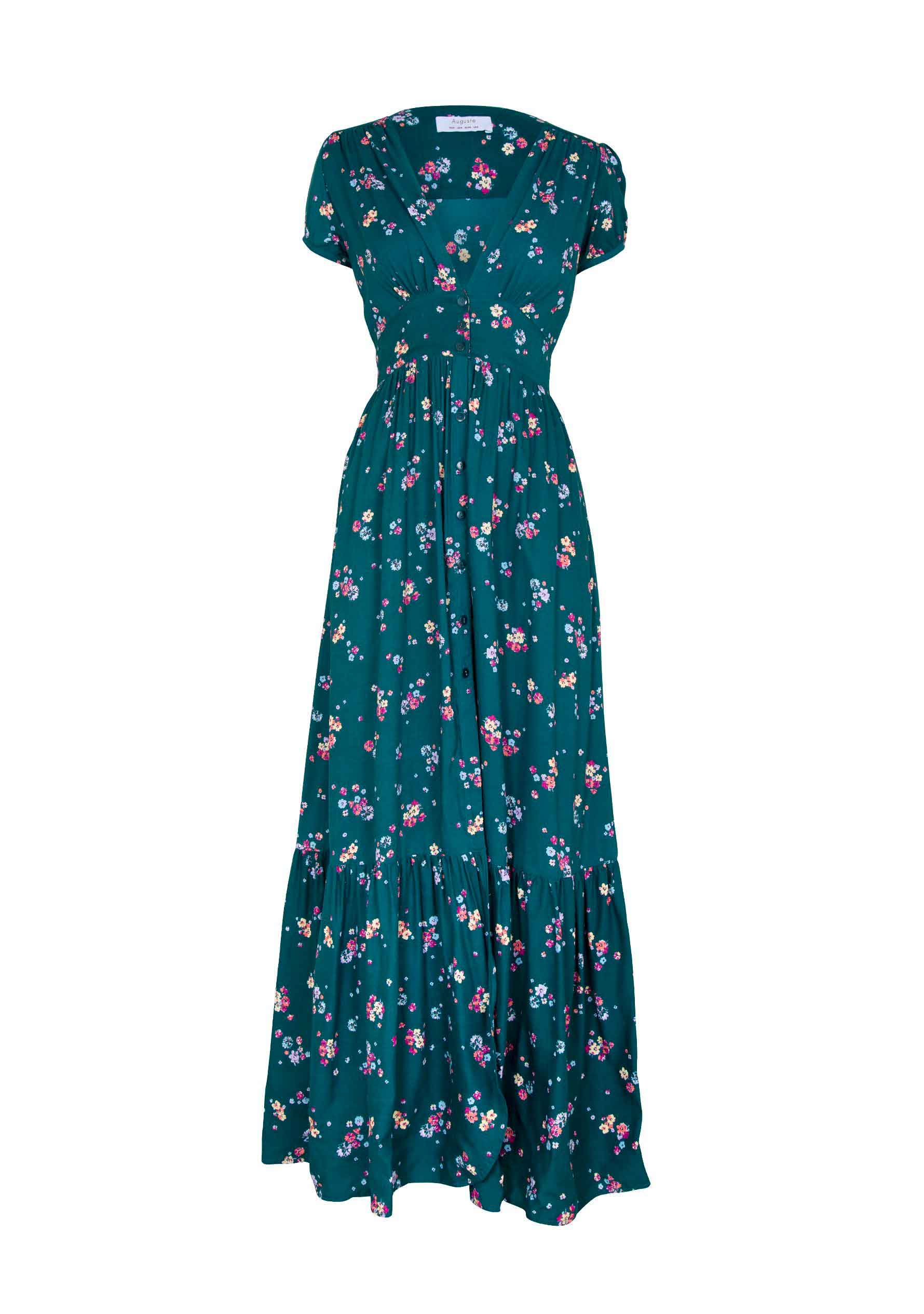 Desert Dandelion Grace Maxi Dress Emerald